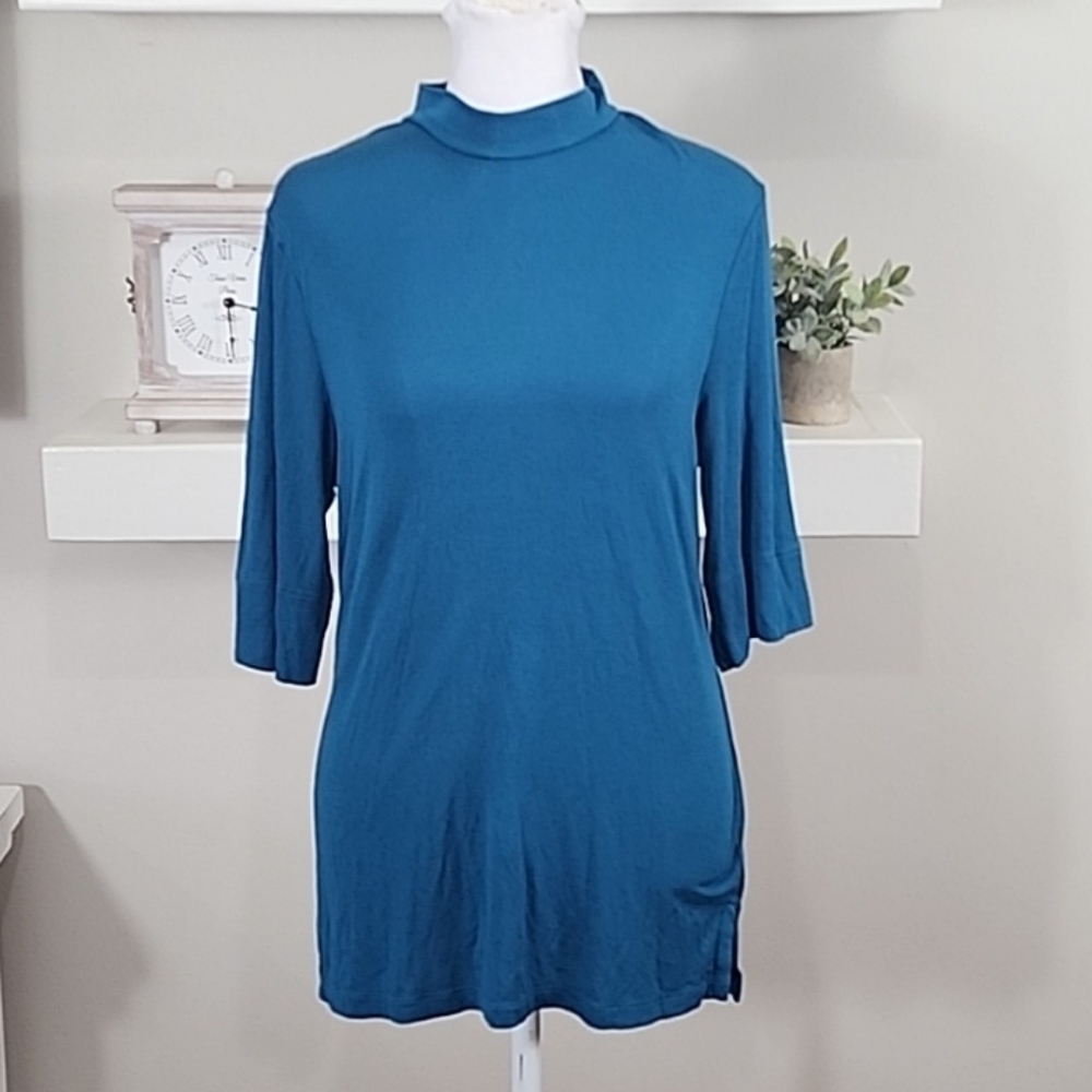Cuddl Duds Softwear With Stretch Elbow Length Sleeve Mockneck Top